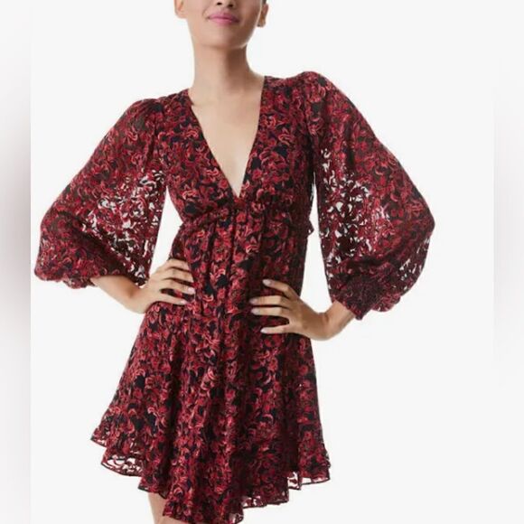NWOT ALICE + Olivia Briar Floral Blouson Long Sleeve Silk Blend Dress SIZE 2 - Picture 12 of 16
